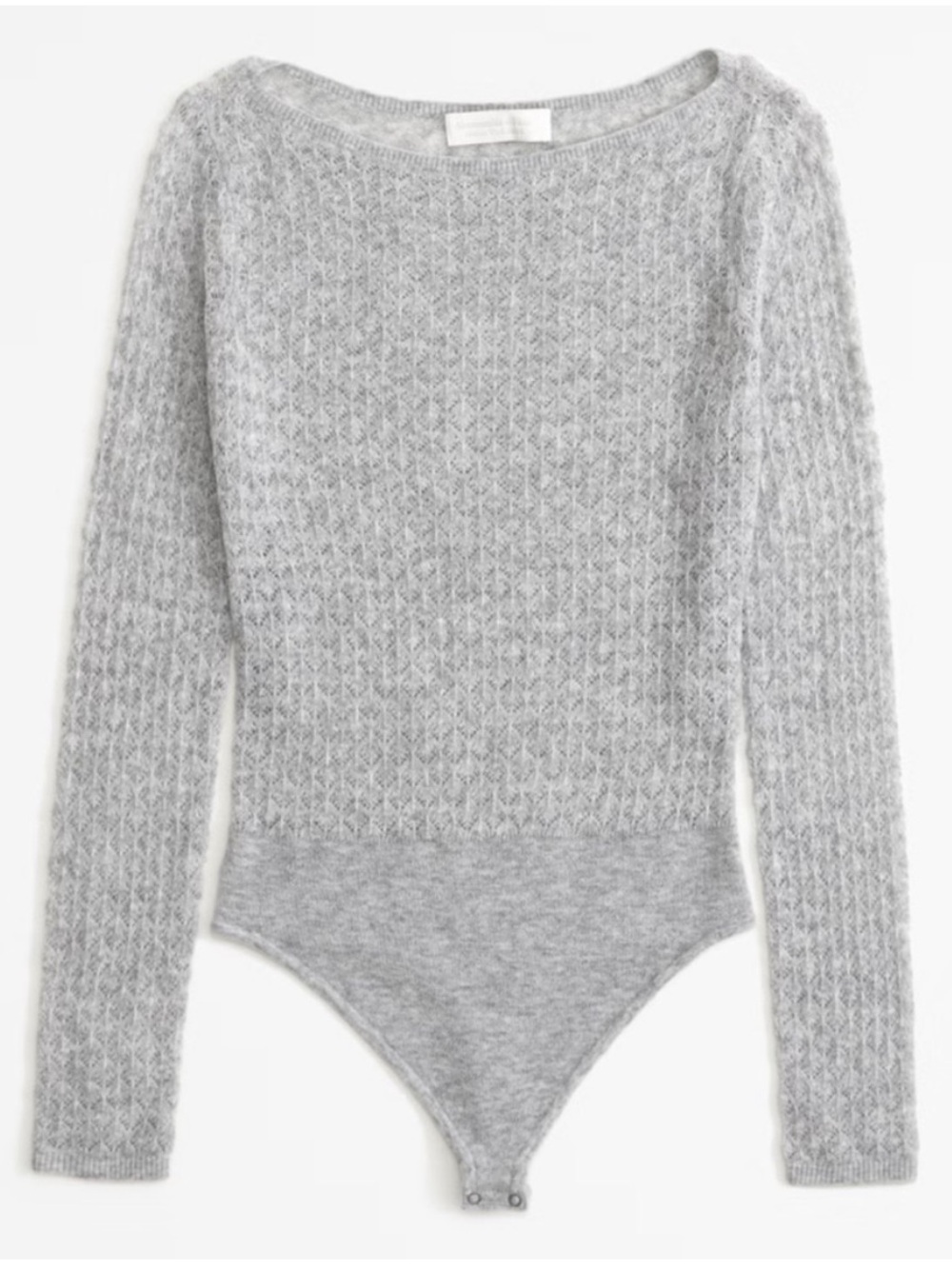 Abercrombie Heather Gray Boat Neck Merino Wool Blend Knit Bodysuit Top Sz Large